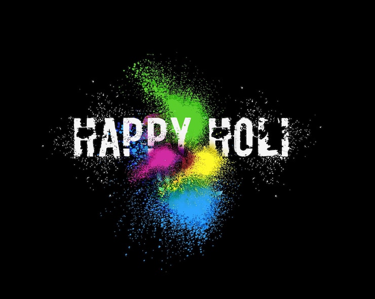 Free Vector holi colorful calligraphic lettering poster. colorful hand written font with paint/ink splatters.