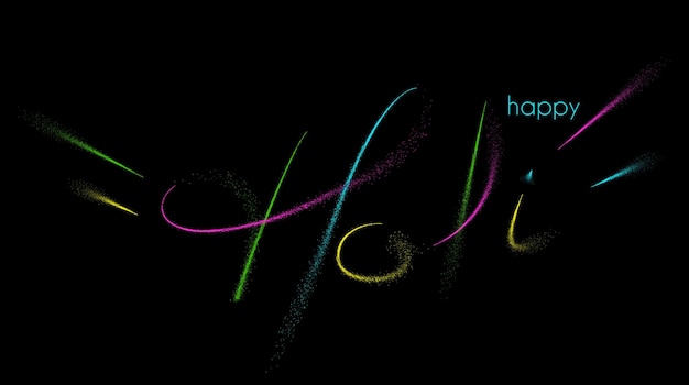 Free vector holi colorful calligraphic lettering poster colorful hand written font with paintink splatters