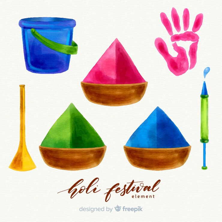 Free Vector holi fesival elements collection