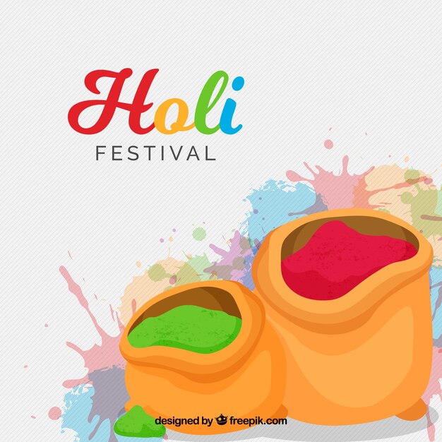 평면 디자인의 Holi 축제 배경