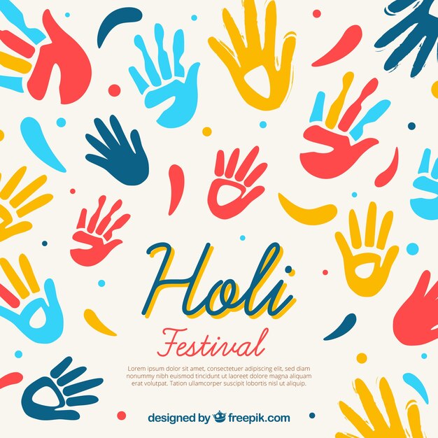 평면 디자인의 Holi 축제 배경