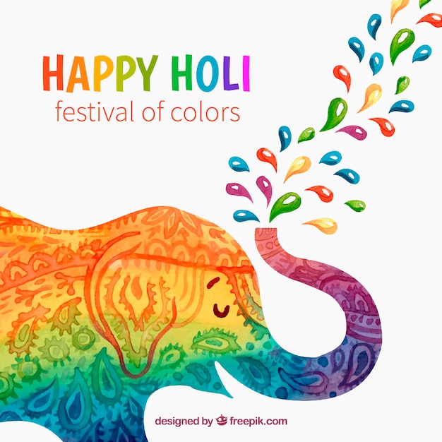 Holi festival background with colorful elephant