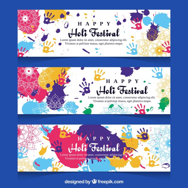 Vettore gratuito banner di festival di holi