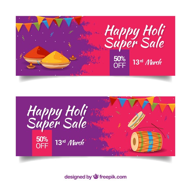 Holi festival banners