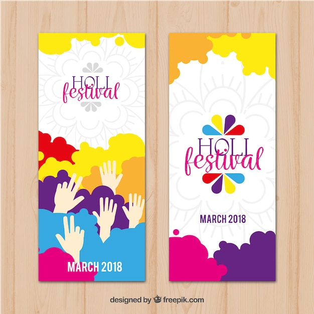 Vettore gratuito banner di festival di holi