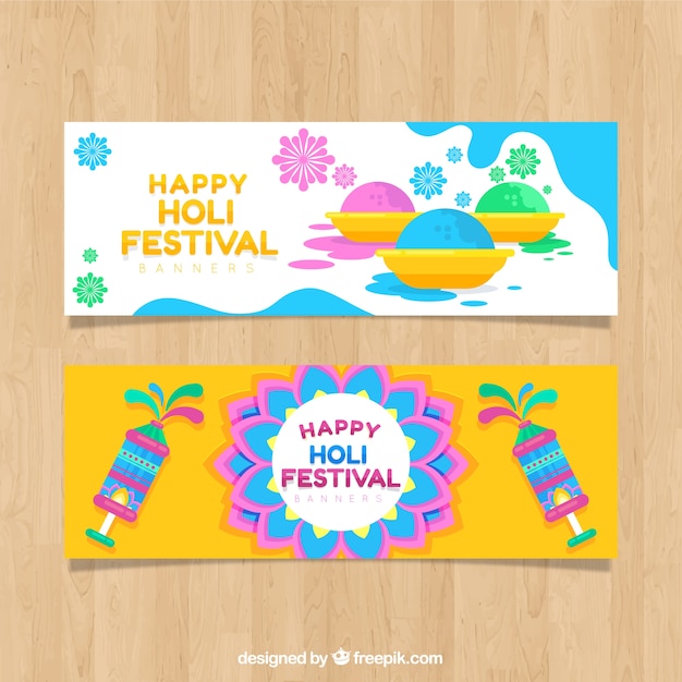 Vettore gratuito banner di festival di holi