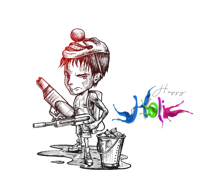 मुफ़्त वेक्टर holi festival celebrations woman playing on a dhol with splash of color  vector background