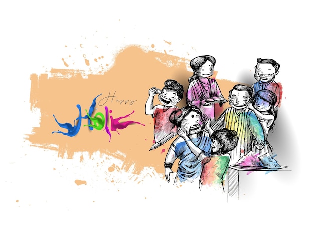 Holi 축제 축하 여자 색상 벡터 배경의 스플래시와 Dhol에서 재생