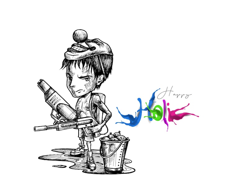 मुफ़्त वेक्टर holi festival celebrations woman playing on a dhol with splash of color  vector background