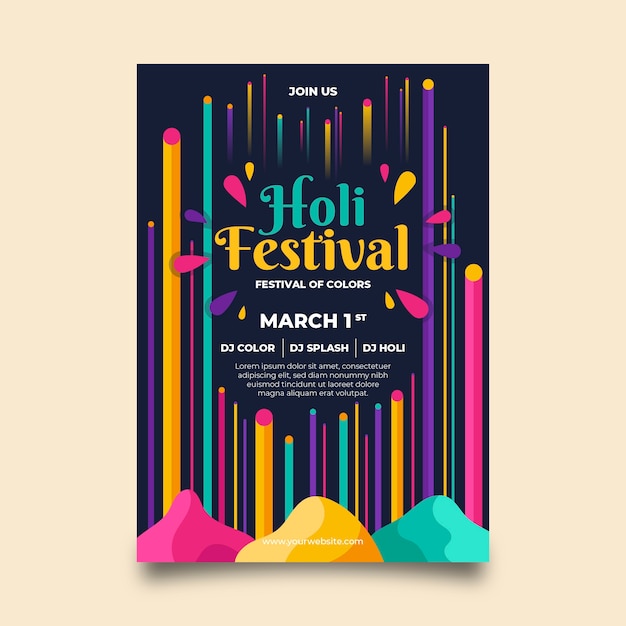 Holi festival colorful poster template