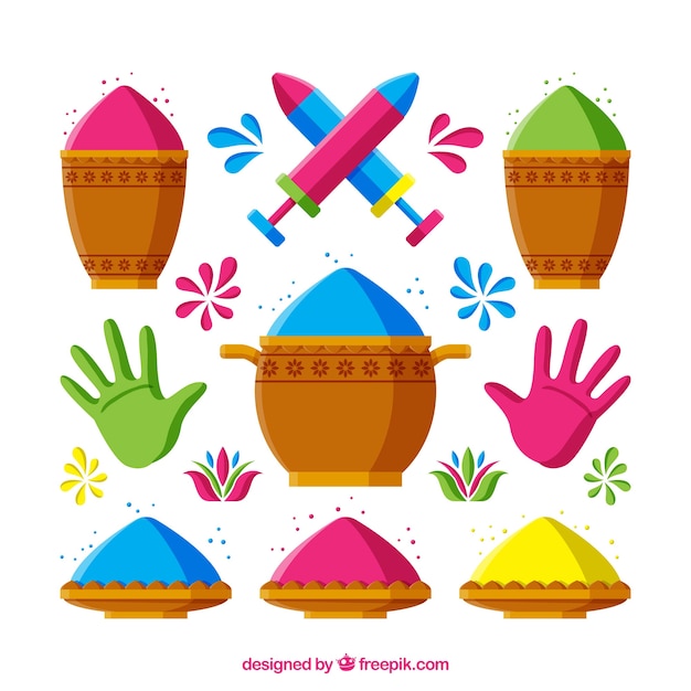 Free vector holi festival element collection