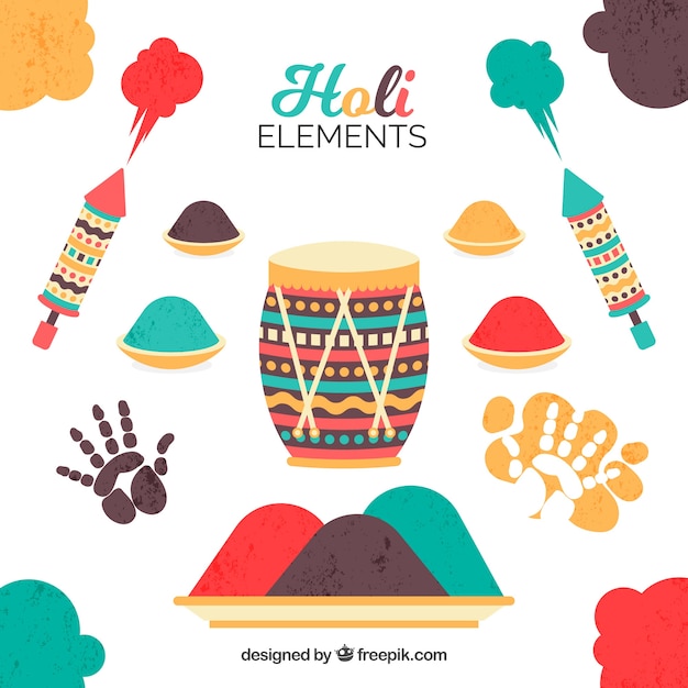 Free vector holi festival element collection