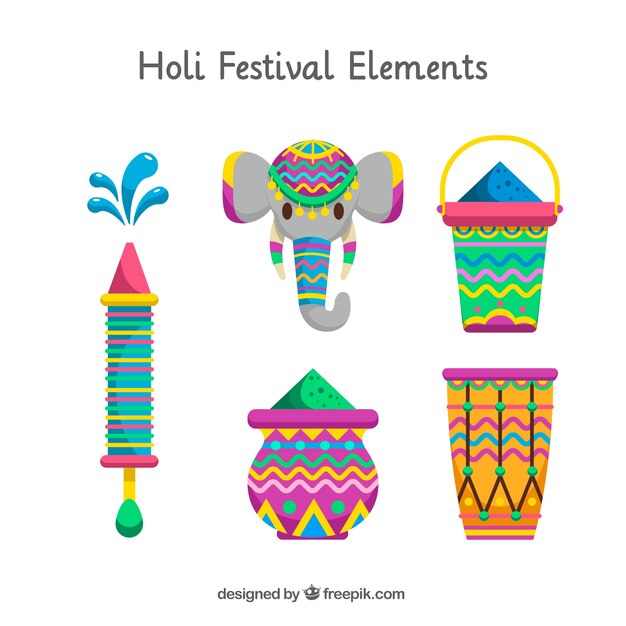 Коллекция элементов фестиваля Holi
