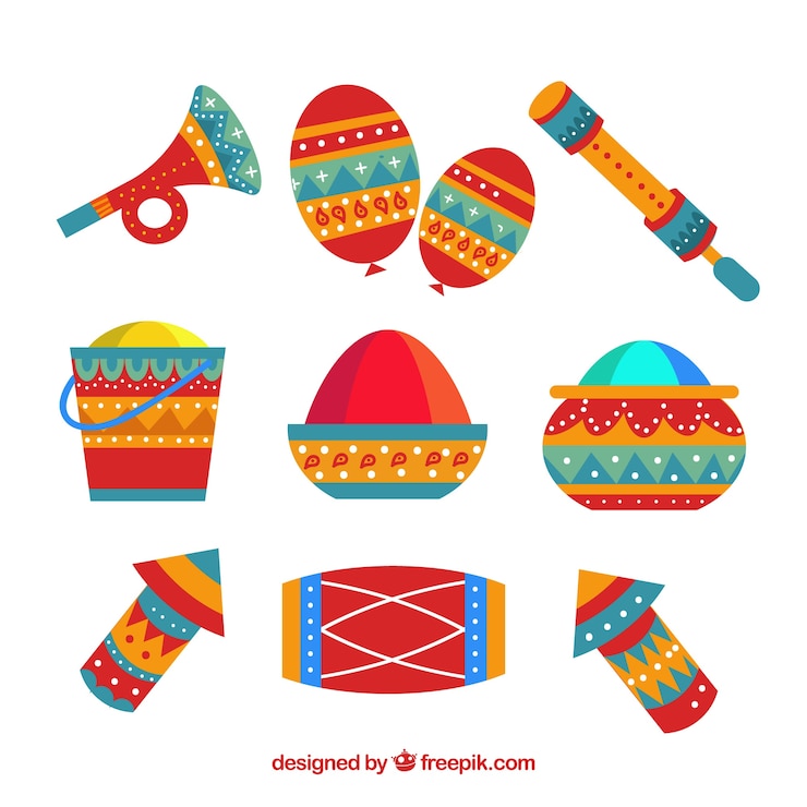 Бесплатный Вектор коллекция элементов фестиваля holi