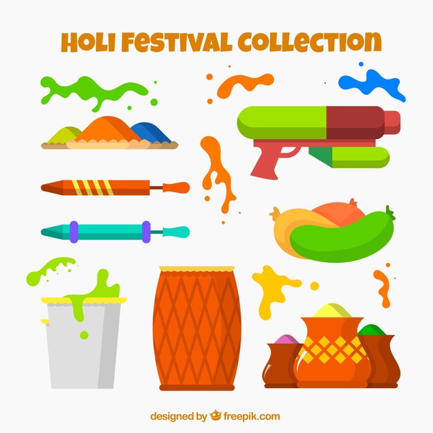 Holi festival element collection