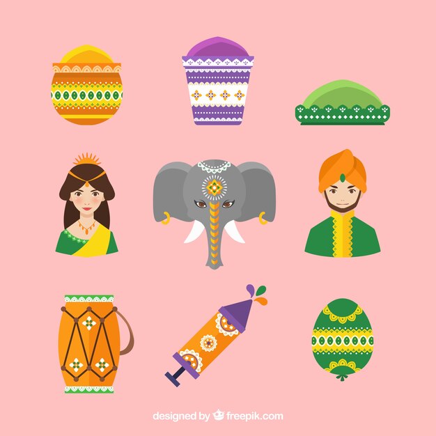 Free Vector holi festival element collection