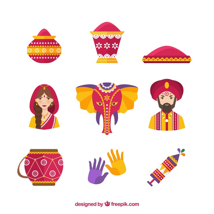 Free Vector holi festival element collection
