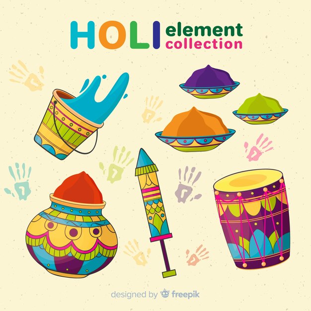 Holi festival element collection