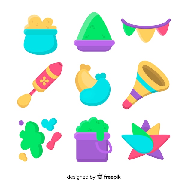 Free vector holi festival element collection