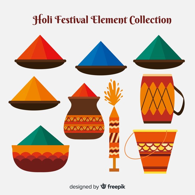 Holi festival element collection