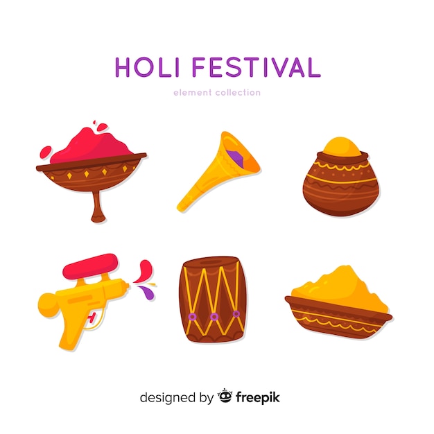 Free vector holi festival element collection