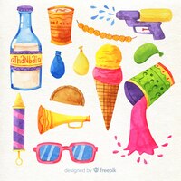 Free vector holi festival element collection