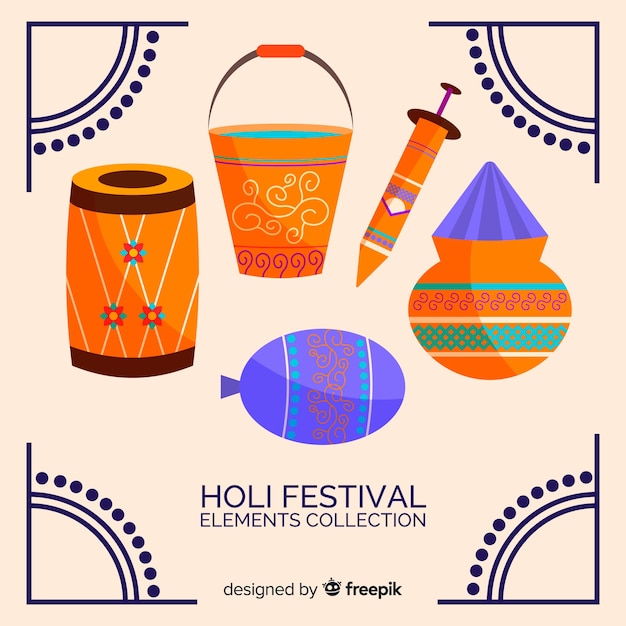 Free vector holi festival element collection