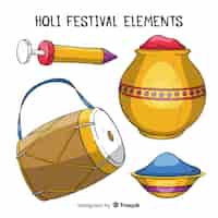 Бесплатное векторное изображение Холи фестиваль элемент пакета