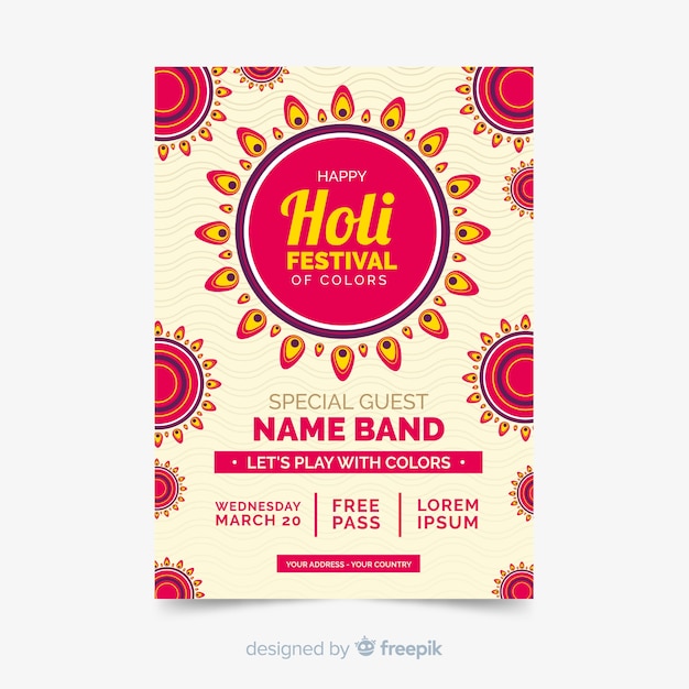 Holi festival flyer template