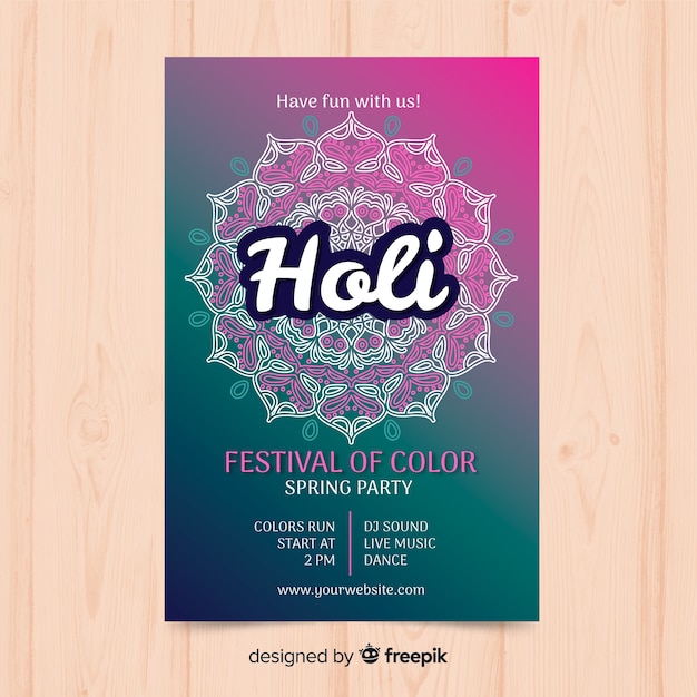 Modello di volantino del festival di holi