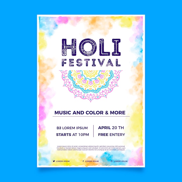 Holi festival flyer template