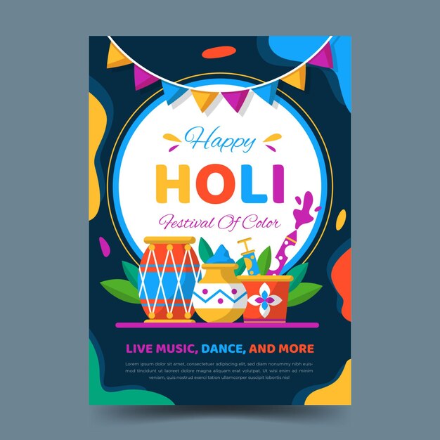 Holi festival flyer template