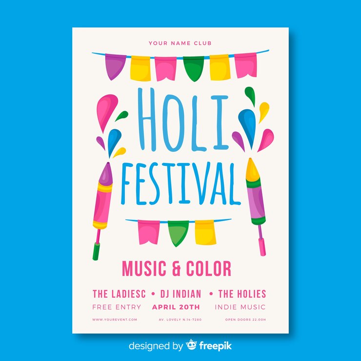 무료 Vector holi 축제 전단지