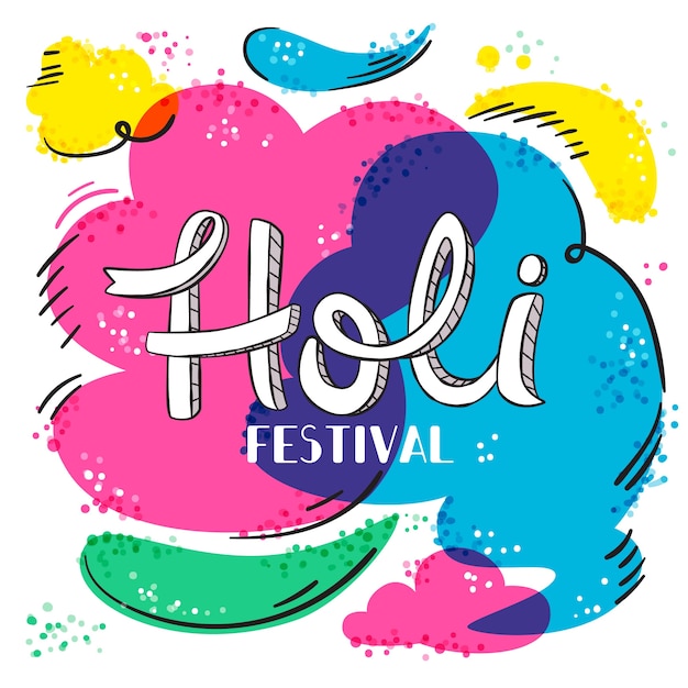 Free vector holi festival in hand drawn