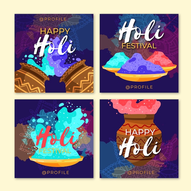 Holi festival instagram post collection