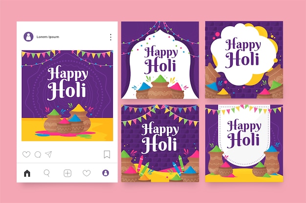Holi festival instagram post collection