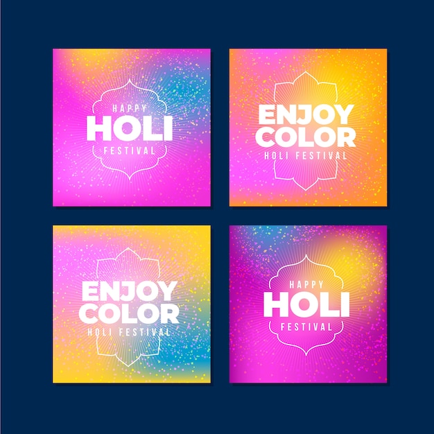 Free vector holi festival instagram post pack