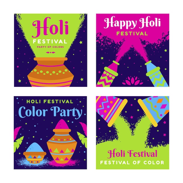 Vettore gratuito post di instagram del festival di holi