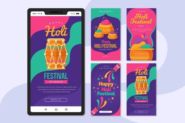 Holi festival instagram stories collection