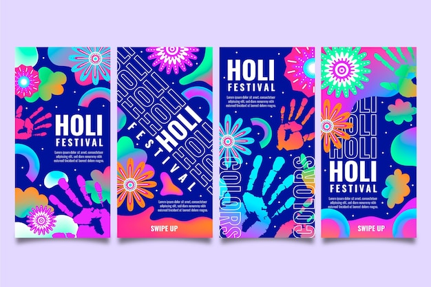 Raccolta di storie di instagram del festival di holi