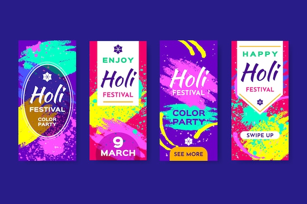 Holi festival instagram stories set