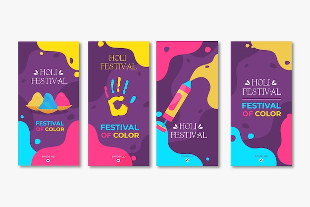 Free vector holi festival instagram stories