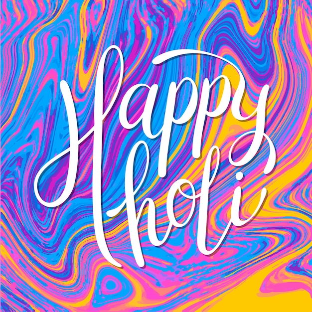 Holi festival lettering with colourful background