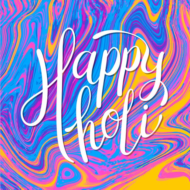 Holi festival lettering with colourful background