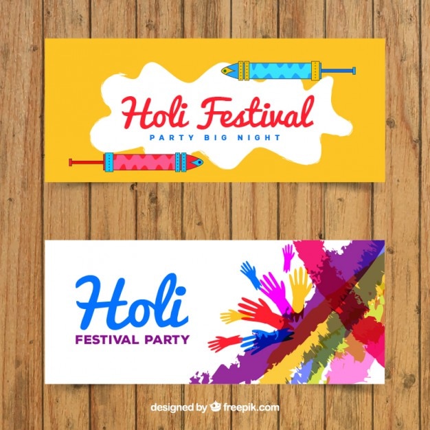 Free vector holi festival party banners