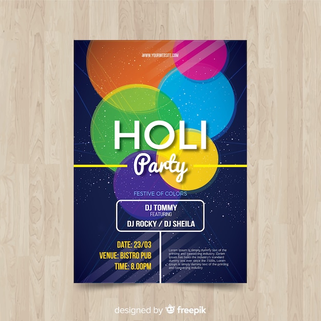 Holi festival party flyer template