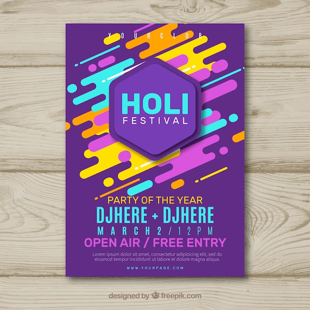 Free vector holi festival party flyer