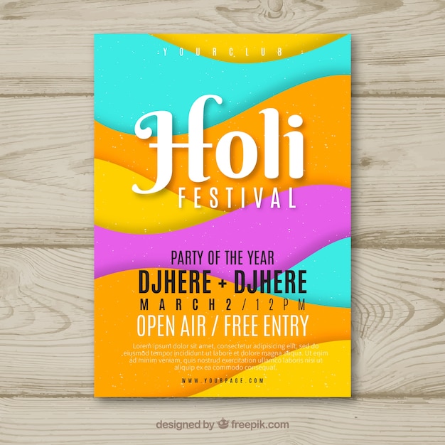 Free vector holi festival party flyer