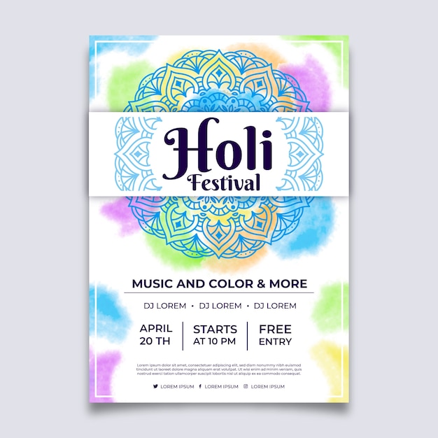 Holi festival poster template