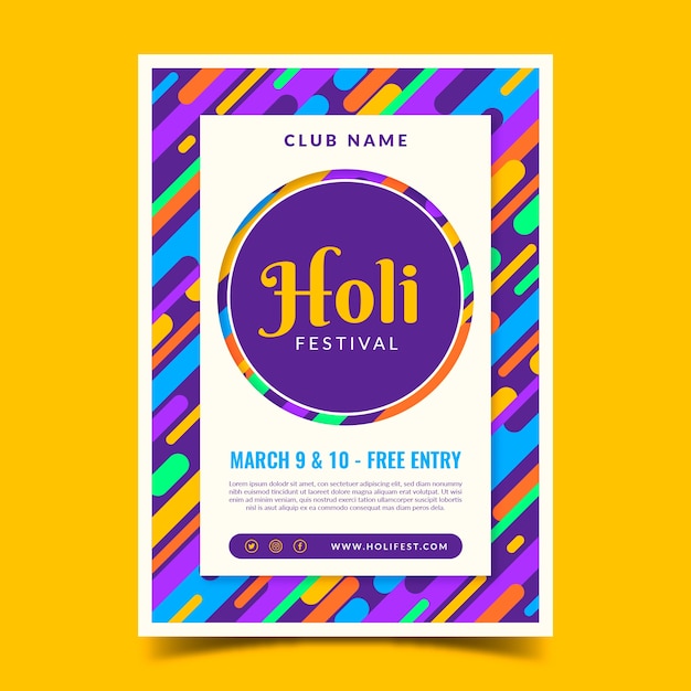 Free vector holi festival poster template